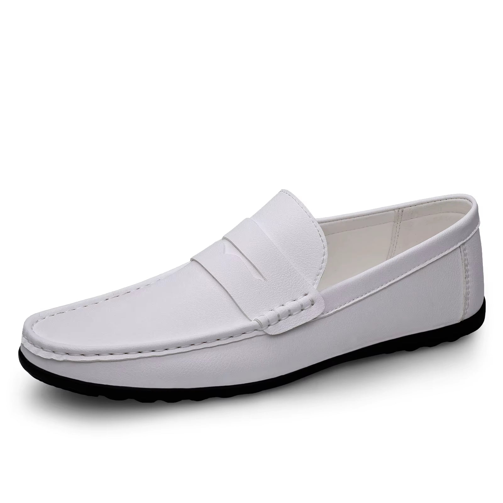 Spring Autumn Mens Casual Leather Loafers Men Loafer Shoes Mocasines Hombre Mocassini White Black Slip-On Big Size Dropshipping