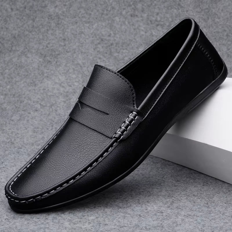 Spring Autumn Mens Casual Leather Loafers Men Loafer Shoes Mocasines Hombre Mocassini White Black Slip-On Big Size Dropshipping